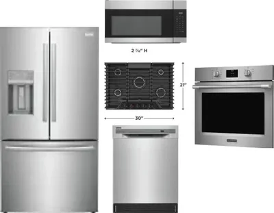 5 Piece Package Includes Refrigerator, Cooktop, Wall Oven, Microwave And Dishwasher