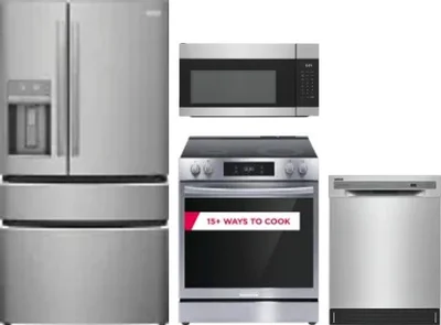4 Piece Package Includes Refrigerator, Range, Microwave And Dishwasher