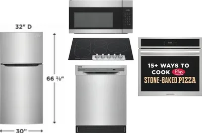 5 Piece Package Includes Refrigerator, Cooktop, Wall Oven, Microwave And Dishwasher
