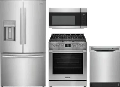 4 Piece Package Includes Refrigerator, Range, Microwave And Dishwasher