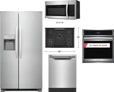 5 Piece Package Includes Refrigerator, Cooktop, Wall Oven, Microwave And Dishwasher