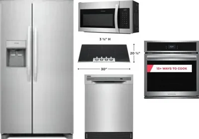 5 Piece Package Includes Refrigerator, Cooktop, Wall Oven, Microwave And Dishwasher