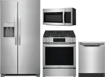 4 Piece Package Includes Refrigerator, Range, Microwave And Dishwasher