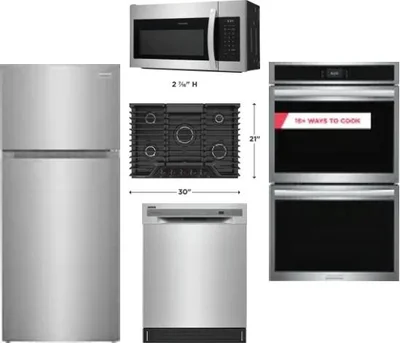 5 Piece Package Includes Refrigerator, Cooktop, Wall Oven, Microwave And Dishwasher