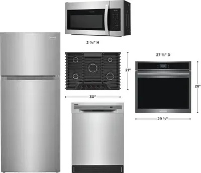 5 Piece Package Includes Refrigerator, Cooktop, Wall Oven, Microwave And Dishwasher