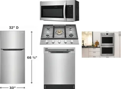 5 Piece Package Includes Refrigerator, Cooktop, Wall Oven, Microwave And Dishwasher