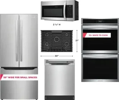 5 Piece Package Includes Refrigerator, Cooktop, Wall Oven, Microwave And Dishwasher