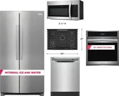 5 Piece Package Includes Refrigerator, Cooktop, Wall Oven, Microwave And Dishwasher