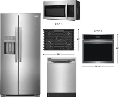 5 Piece Package Includes Refrigerator, Cooktop, Wall Oven, Microwave And Dishwasher