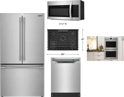 5 Piece Package Includes Refrigerator, Cooktop, Wall Oven, Microwave And Dishwasher