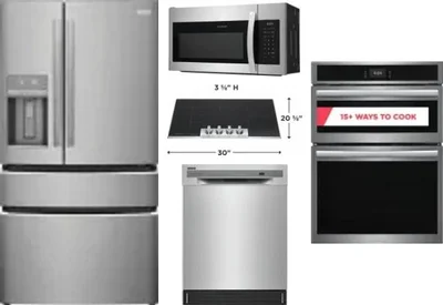 5 Piece Package Includes Refrigerator, Cooktop, Wall Oven, Microwave And Dishwasher