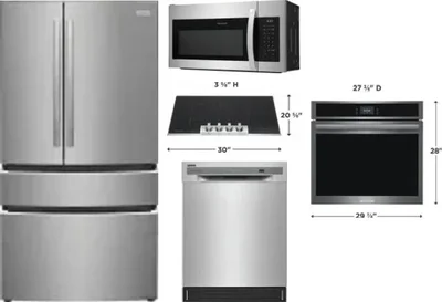 5 Piece Package Includes Refrigerator, Cooktop, Wall Oven, Microwave And Dishwasher
