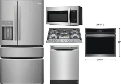 5 Piece Package Includes Refrigerator, Cooktop, Wall Oven, Microwave And Dishwasher