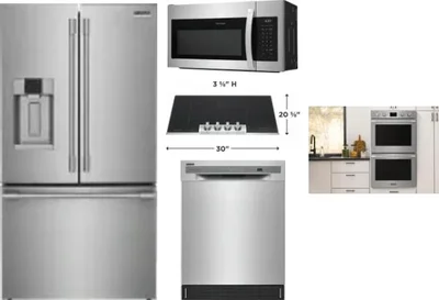 5 Piece Package Includes Refrigerator, Cooktop, Wall Oven, Microwave And Dishwasher