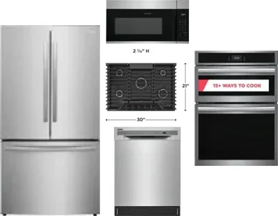 5 Piece Package Includes Refrigerator, Cooktop, Wall Oven, Microwave And Dishwasher