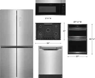 5 Piece Package Includes Refrigerator, Cooktop, Wall Oven, Microwave And Dishwasher