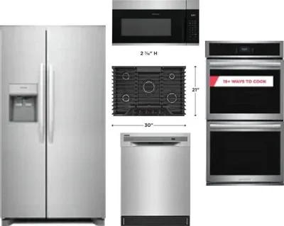 5 Piece Package Includes Refrigerator, Cooktop, Wall Oven, Microwave And Dishwasher