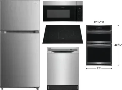 5 Piece Package Includes Refrigerator, Cooktop, Wall Oven, Microwave And Dishwasher