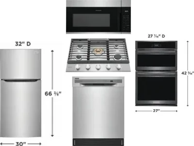 5 Piece Package Includes Refrigerator, Cooktop, Wall Oven, Microwave And Dishwasher