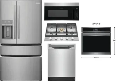 5 Piece Package Includes Refrigerator, Cooktop, Wall Oven, Microwave And Dishwasher