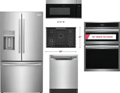 5 Piece Package Includes Refrigerator, Cooktop, Wall Oven, Microwave And Dishwasher