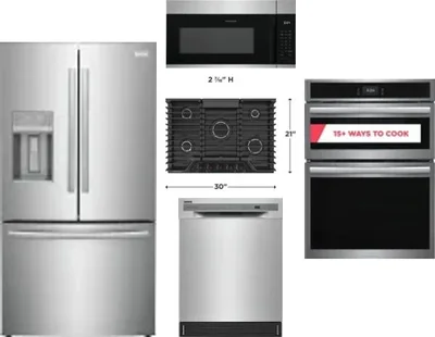 5 Piece Package Includes Refrigerator, Cooktop, Wall Oven, Microwave And Dishwasher