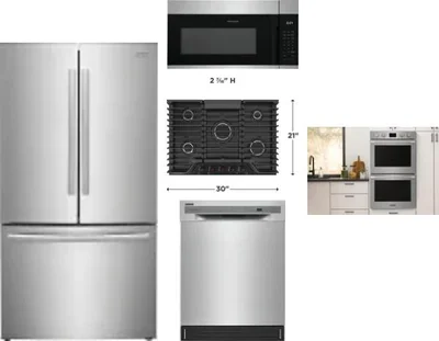 5 Piece Package Includes Refrigerator, Cooktop, Wall Oven, Microwave And Dishwasher