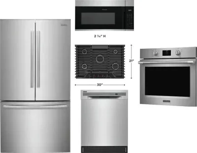 5 Piece Package Includes Refrigerator, Cooktop, Wall Oven, Microwave And Dishwasher