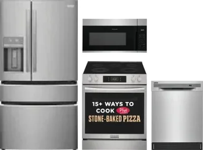4 Piece Package Includes Refrigerator, Range, Microwave And Dishwasher