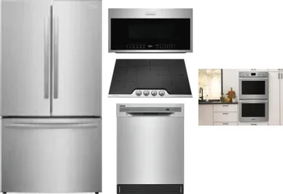 5 Piece Package Includes Refrigerator, Cooktop, Wall Oven, Microwave And Dishwasher