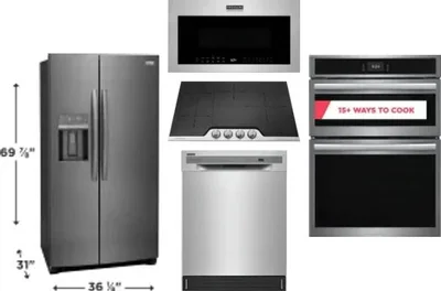 5 Piece Package Includes Refrigerator, Cooktop, Wall Oven, Microwave And Dishwasher