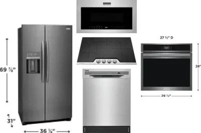 5 Piece Package Includes Refrigerator, Cooktop, Wall Oven, Microwave And Dishwasher