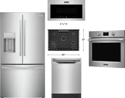 5 Piece Package Includes Refrigerator, Cooktop, Wall Oven, Microwave And Dishwasher