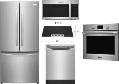 5 Piece Package Includes Refrigerator, Cooktop, Wall Oven, Microwave And Dishwasher