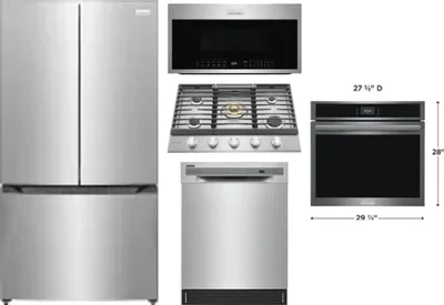 5 Piece Package Includes Refrigerator, Cooktop, Wall Oven, Microwave And Dishwasher
