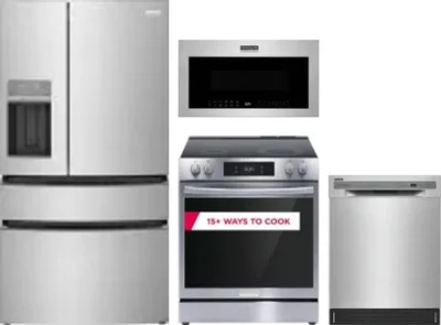 4 Piece Package Includes Refrigerator, Range, Microwave And Dishwasher