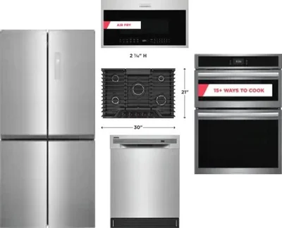 5 Piece Package Includes Refrigerator, Cooktop, Wall Oven, Microwave And Dishwasher