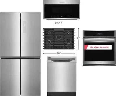 5 Piece Package Includes Refrigerator, Cooktop, Wall Oven, Microwave And Dishwasher