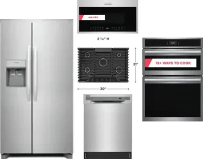 5 Piece Package Includes Refrigerator, Cooktop, Wall Oven, Microwave And Dishwasher