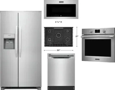 5 Piece Package Includes Refrigerator, Cooktop, Wall Oven, Microwave And Dishwasher