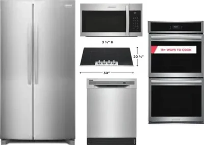 5 Piece Package Includes Refrigerator, Cooktop, Wall Oven, Microwave And Dishwasher