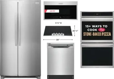 5 Piece Package Includes Refrigerator, Cooktop, Wall Oven, Microwave And Dishwasher