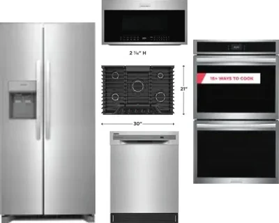 5 Piece Package Includes Refrigerator, Cooktop, Wall Oven, Microwave And Dishwasher