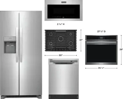 5 Piece Package Includes Refrigerator, Cooktop, Wall Oven, Microwave And Dishwasher