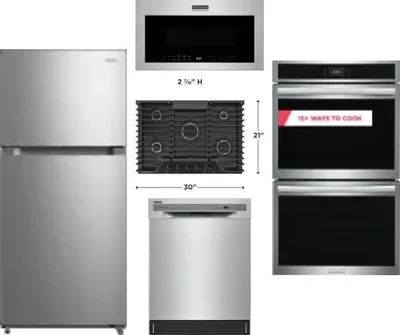 5 Piece Package Includes Refrigerator, Cooktop, Wall Oven, Microwave And Dishwasher