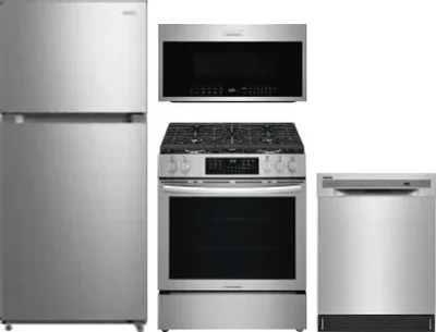 4 Piece Package Includes Refrigerator, Range, Microwave And Dishwasher