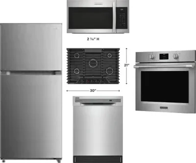 5 Piece Package Includes Refrigerator, Cooktop, Wall Oven, Microwave And Dishwasher