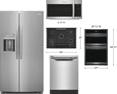 5 Piece Package Includes Refrigerator, Cooktop, Wall Oven, Microwave And Dishwasher