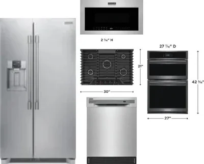 5 Piece Package Includes Refrigerator, Cooktop, Wall Oven, Microwave And Dishwasher