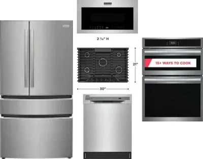 5 Piece Package Includes Refrigerator, Cooktop, Wall Oven, Microwave And Dishwasher